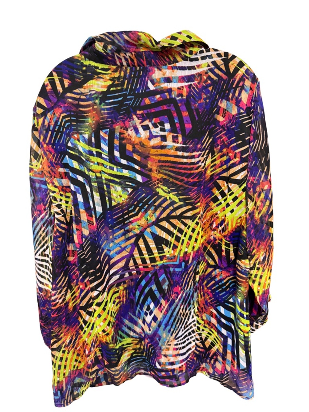 Rebecca Malone Women’s 3X Multicolor Printed Button-Front Blouse - Picture 2 of 4